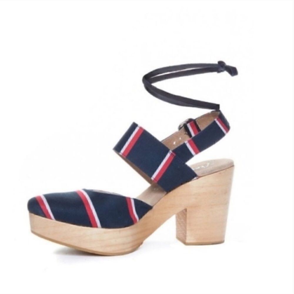 Free People Monaco Boho navy striped wrap clog 39/9 - Picture 3 of 11